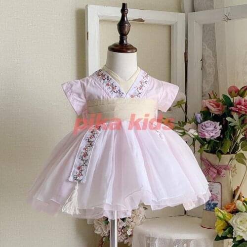 Baby Clothing Japanese chiffon kimono Pink Lolita Ball Gown Birthday Party Easter Eid Cute Spanish Princess Dress For Girls A73