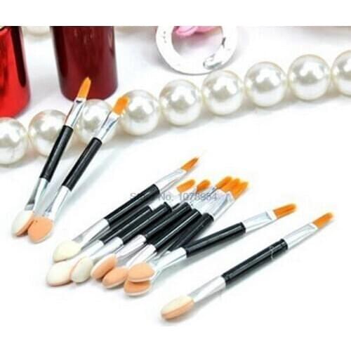 By ems or dhl 1000sets 10pcs/set New Applicator Double-Ended Cosmetic Brushes Women Makeup Eyeshadow Eyeliner Sponge Lip Brush
