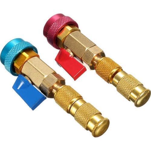 Car Air Conditioning Valve Core Quick Remover A/C High Low Pressure Install Tool (Red,Blue)