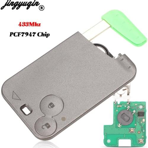 Jingyuqin 2 Buttons 433Mhz PCF7947 Chip Fob Remote Car Key For Renault Laguna Espace 2001-2006 Smart Key Replacement