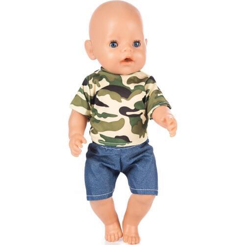 Camouflage set Doll Clothes Fit For 43cm baby Doll clothes reborn Doll Accessories