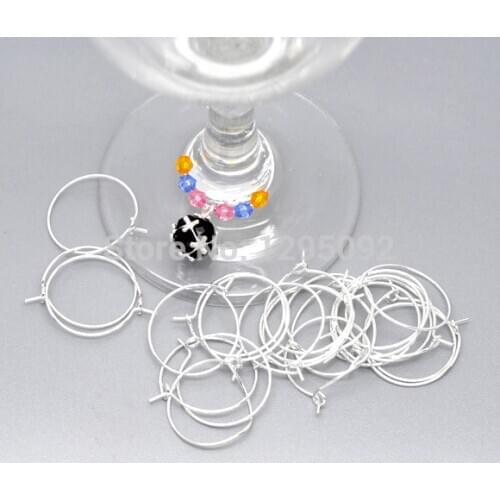 200Pcs Silver Plated Alloy Wine Glass Charm Rings / Earrings Hoops Jewelry Making Charms Findings Component Wholesales 25x20mm