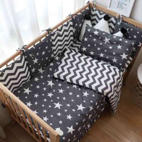 Baby Bedding Set For Girl Boy Cotton Soft Crib Bed Linen With Bumper For Newborns Cradle Kit Baby Items For Cot Nursery Decor