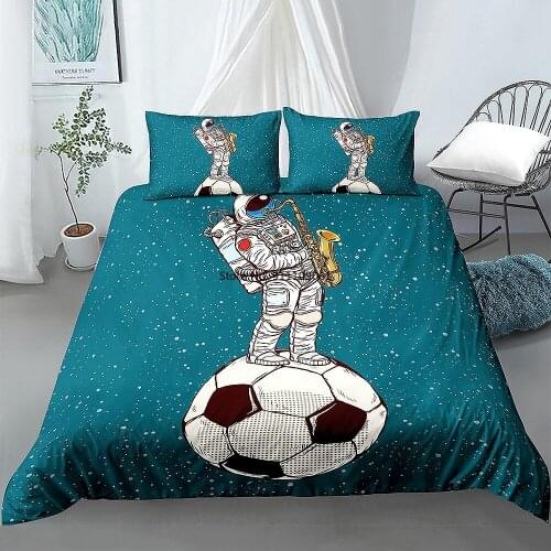 Football Astronauts Bedding Set Cartoon Duvet Cover Euro Living Room Furniture Quilt Comforter Covers Boy Bedroom Decoration