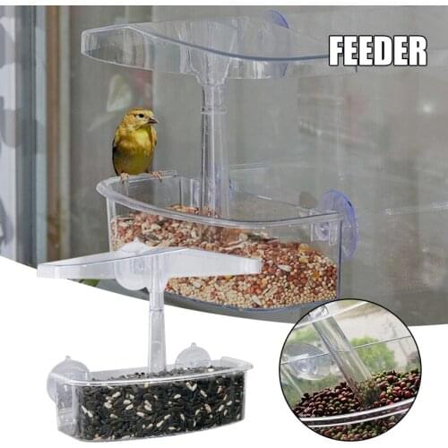 Bird Feeder Transparent Window Viewing Bird Feeders Tray Birdhouse Pet Water Feeder Suction Cup Mount House Type JS22