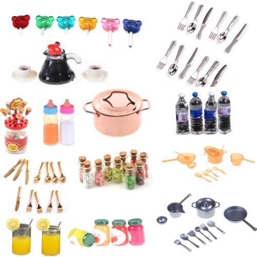 Dollhouse Miniature Plate Jam Drink Cup Dish Bowl Tableware Set Toy Doll Food Kitchen Living Room Accessories