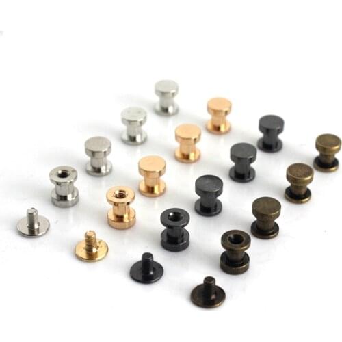 10pcs Metal Double Head Binding Chicago Button with Screw Back for Leather Purse Bag Strap Leather Craft Belt Wallet Fasteners