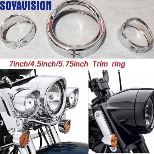 Motorcycle 7" Inch Headlight Trim Ring Visor Style 4 1/2" Fog Light Trim Ring Decorate Ring for Harley Touring Road King Glide