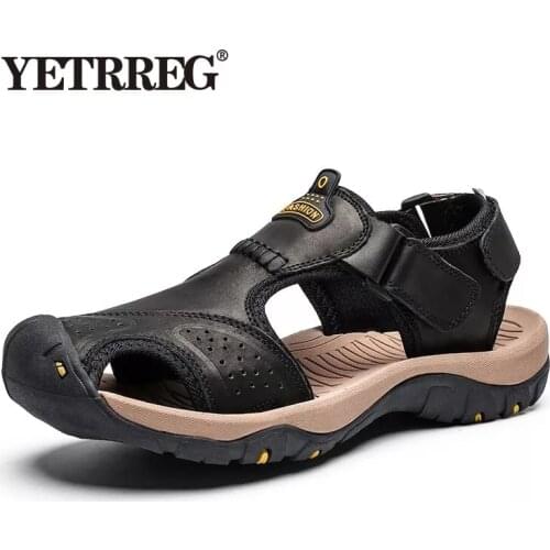 2019 New Male Shoes Genuine Leather Men Sandals Summer Men Shoes Beach Sandals Man Fashion Outdoor Casual Sneakers Size 38-46