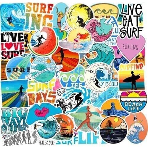 50Pcs Sexy Beauty Girls Summer Surfing Stickers For Laptop Skateboard Luggage Guitar Motorcycle Decal Car Funny Kid Sticker Pack