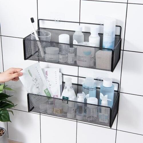 Wall Hanging Basket Cosmetics Storage Without Drilling Kitchen and Bathroom Wall Shelving Storage Rack Bathroom Vanity