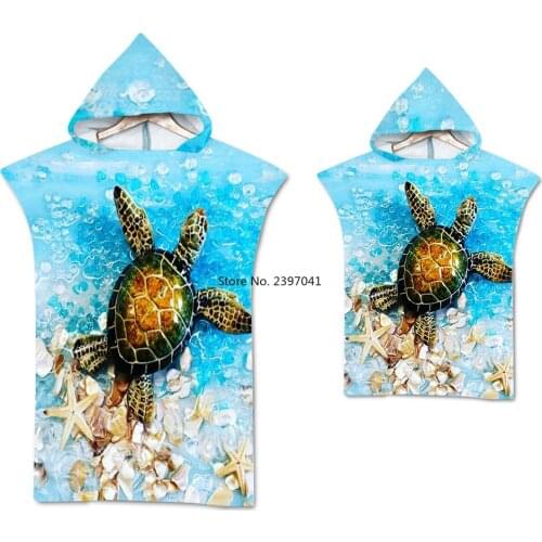 New Printed Sea turtle Microfiber Hoodied Bath Towels sand free Portable Beach Towel Swim Beach Surf Poncho Sport Towels