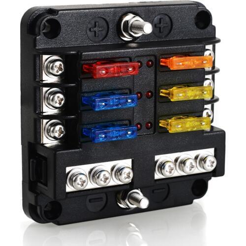 New 6-way Blade Fuse Holder Box Block Case 12V/24V Car Truck Marine Bus RV Van Mayitr for Car Boat Marine Caravan Truck