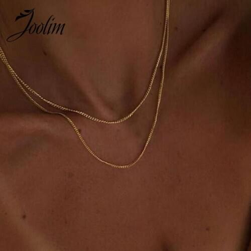 JOOLIM Stainless Steel Dainty Chain Necklace 2 Rows Necklace