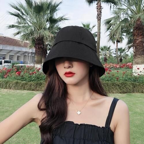 Summer Bucket Hat Women Foldable Panama Beach Sun Hats Solid Color Cotton Outdoor Lady Girls Fishing Fisherman Cap