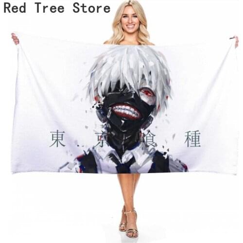 Tokyo Ghoul Anime Beach Towel Summer Towels Bathroom Bath Cover Cartoon Microfiber Swimming Picnic Mat Kids Adult Gift Quick Dry