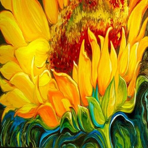 Sunflowers Oil Paint No Number Abstract Acrylic On Canvas Handmade DIY Craft Kits For Adults Coloring By Number Home Decor Atr