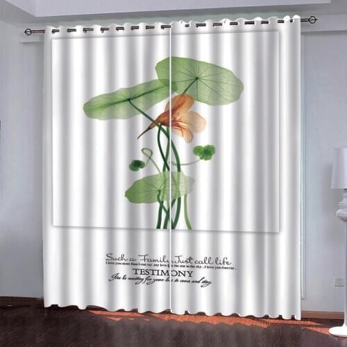 Custom 2020 home curtains for living room bedroom kitchen window curtain 3D Blackout curtains Lotus leaf home goods curtains