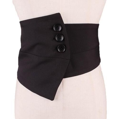 Irregular WIde Fabric Slim Corset Women Buttons Cummerbund Fashion Autumn Winter Elegant Ladies Elasic Waist Belts Stretchy Belt