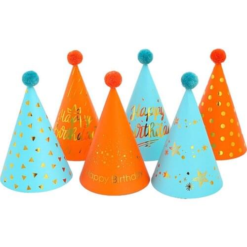 Dropshipping Birthday Supplies Adults Childrens Sequin Wool Ball Birthday Hat Bronzing Powder Party Dress Headdress Paper Hat