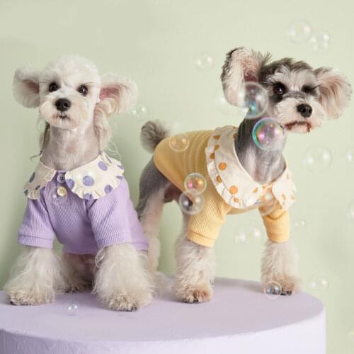 Dot Polo Dog Shirt Lovely Puppy Clothes for Teddy Schnauzer Cute Cotton Spring Costume for Pets Fashion Cat Shirts Dropshipping