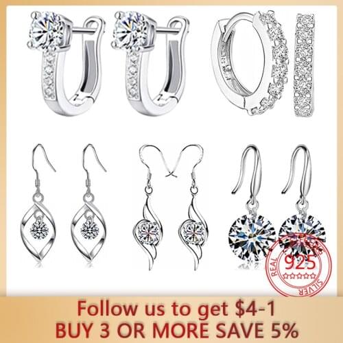 Hot Sale 100% 925 Sterling Silver Women Wedding Dating Fashion Jewelry Gift Earrings Natural Crystal Small Flower Hoop Earrings