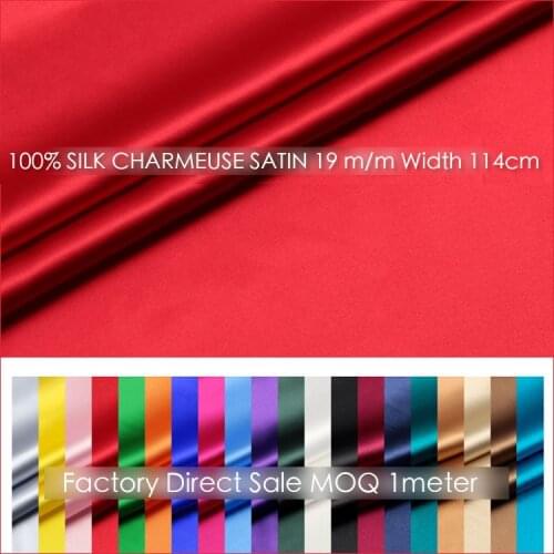 SILK CHARMEUSE SATIN 114cm width 19momme/100% Pure Mulberry Silk Fabric satin for sewing fabrics by meter in silk textile 31-60