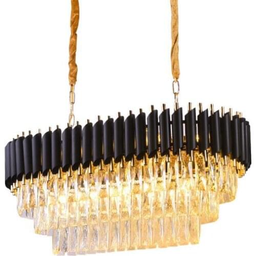 Modern crystal chandelier fashion designer restaurant rectangular black lamp bedroom living room Nordic hanging lamp