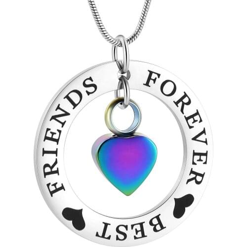 Heart Urn Necklace Cremation Jewelry for Ashes Stainless Steel Circle of Life Engraved ''Forever Best Friend'' Memorial Jewelry