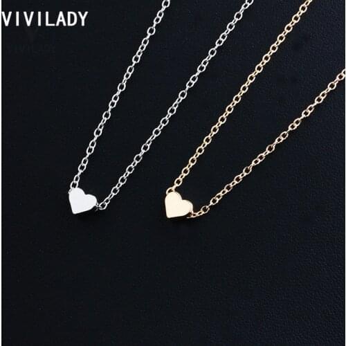 VIIVLADY 36pcs/lot Wholesale Price Fashion Tiny Heart Necklaces Pendants Gold Color Chain Cute Gifts Women Girls Mother Jewelry