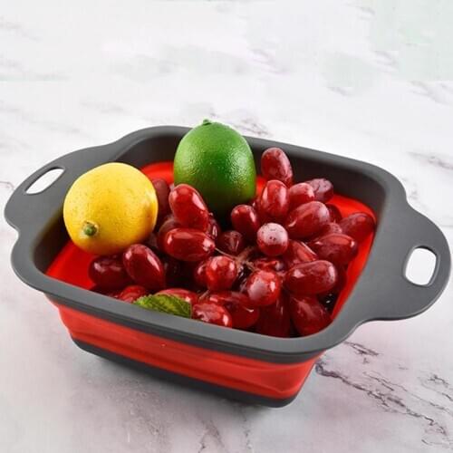 Retractable Drain Basket PP Insulated Handle Non-slip Bottom Foldable Fruit Vegetable Washing Colander Kitchen Tool