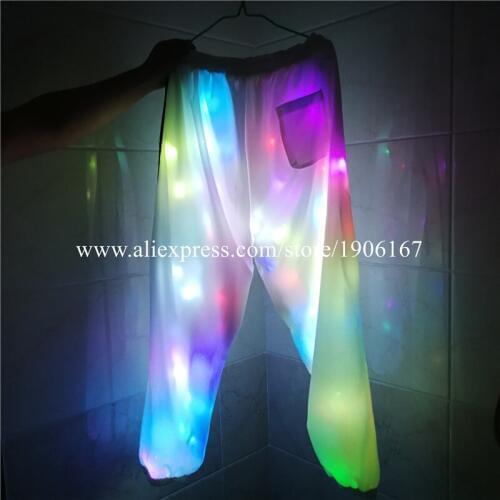 Bright Colorful Led Luminous Stage Perforamnce Costume Dance Clothes LED Growing Up Lighting Pants Clothing Event Party Supplies