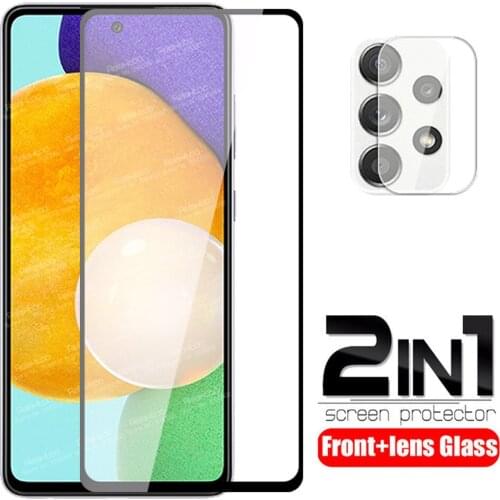 2in1 Camera Tempered Glass For Samsung Galaxy A52 a52s A22 A32 A72 A02 S A11 A12 A 52 32 22 72 Screen Protector Protective Film