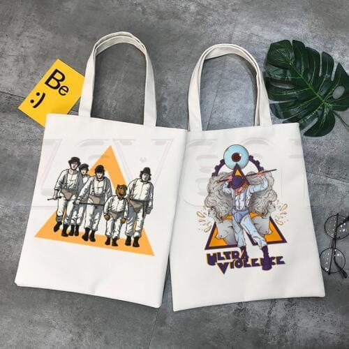 Clockwork Orange Alex Movie Cartoon Print Shopping Bags Girls Fashion Hip Hop Hipster Casual Pacakge Hand Bag