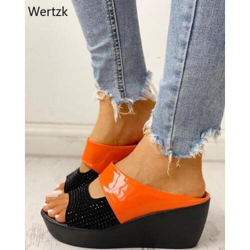 Arrival 2020 Women Sandals Women Summer Fashion Leisure Fish Mouth Crystal Sandals Thick Bottom Slippers Wedges Shoes Women B451