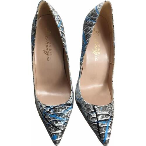 Europe 2020 pu leather peep toe high heels woman pumps mix colors shallow pointed toe lady party single shoes