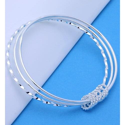 Special offer Hot new 925 Sterling Silver fine Three circles bangle for women Fashion Party wedding Jewelry Christmas gifts