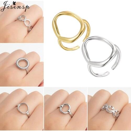 Hollow Round Geometric Finger Rings Set for Women 2021 Punk Chunky Circle Twist Rope Adjustable Ring Girls Clothing Accessories