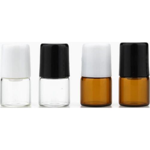 1ml Glass Roll on Bottle with Stainless Steel roller Mini Essential Oil Roller-on bottle small Perfume bottle