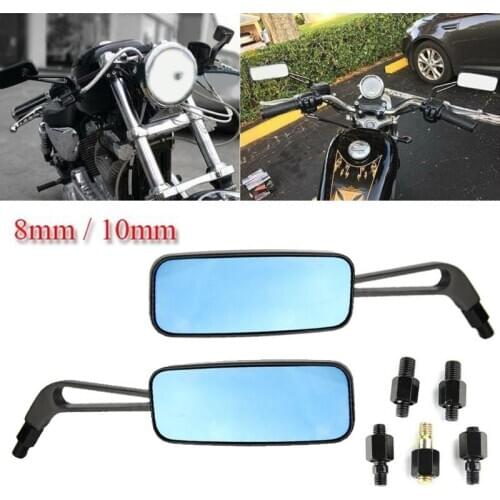 1 Pair Motorcycle Rectangle Rear View Side Mirrors Left/Right For Harley Wide-angle Glass Rearview Mirror 8mm/10mm Threads