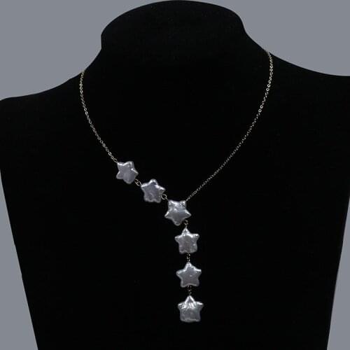 12-13mm Five-pointed Star Shape Pearl Necklace Gold Chain Necklace