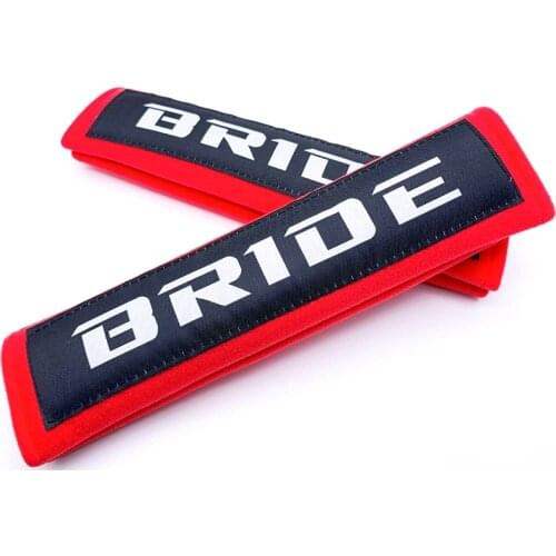 2pcs jdm BRIDE Soft Cotton Embroidery Seat Belt Cover Shoulder Pads