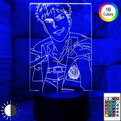 3D LED Attack on Titan Kirchs Anime Decor Lamp Night Lights Attack on Titan Kirchs Child Boy Room Decoration Holiday Gifts