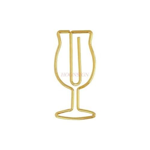 8pcs Golden Wine Glass Paper Clip Paper Clip Cute Paper Clip Storage Paper Clip Gourd-shaped Pin Buckle