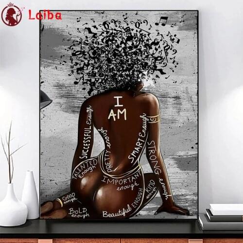 Diamond Embroidery Abstract black african girl music Diamond Painting Full Square round drill Mosaic Cross Stitch Wall Art