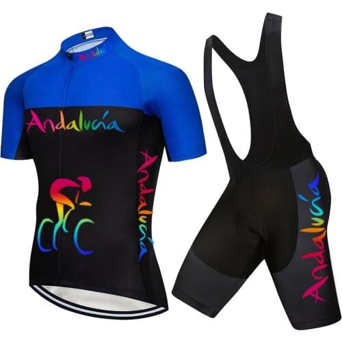 Andalucia 2021 Cycling Jersey Set Racing Team Blue Bicycle Clothing Man Maillot Ropa Ciclismo MTB Bike Clothing Sportswear