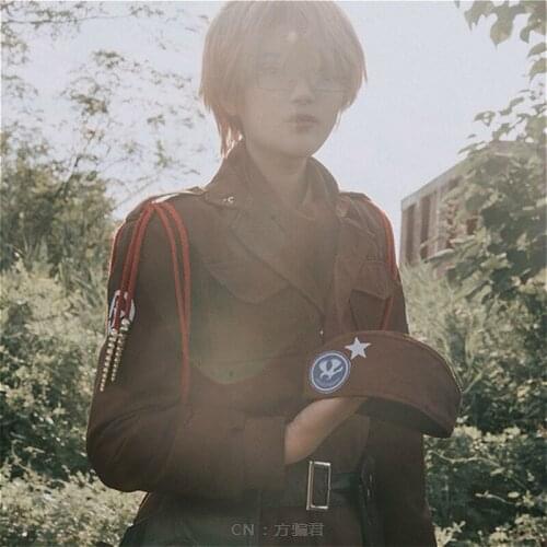 Anime Axis Powers Cos Hetalia Cosplay Alfred F. Jones America Military Uniform Cosplay Costume With Hat For Halloween