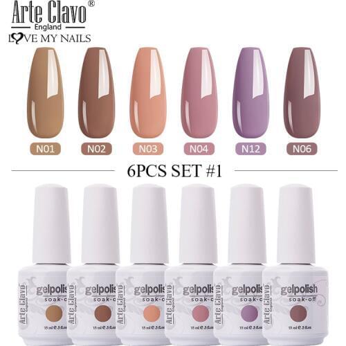 Arte Clavo 15ml Wholesale Gel Polish Nude Colors Semi Permanent Soak Off UV LED Gel Nails Varnish Base Coat No Wipe Top Coat