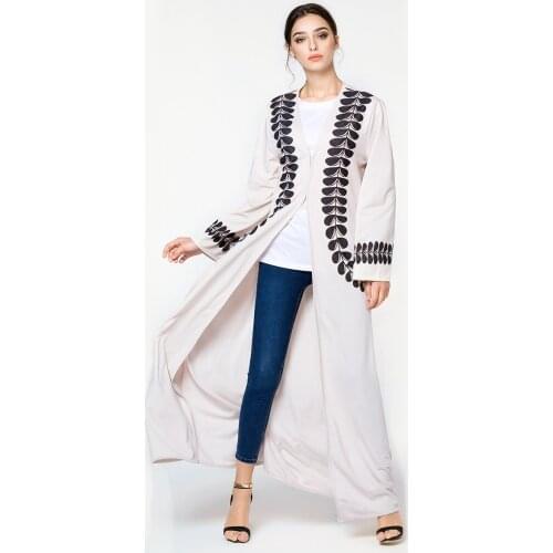 BianFeng Womens Muslim Fashion Abaya Florel Print Cardigan Robe Tunic Print Long Sleeve Skirt