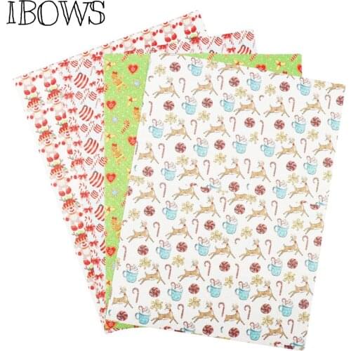 22CM*30CM Shiny Glitter Fabric Sheet Christmas Elk Synthetic PU Patchwork DIY Hairbows Accessories Fabric Handmade Material